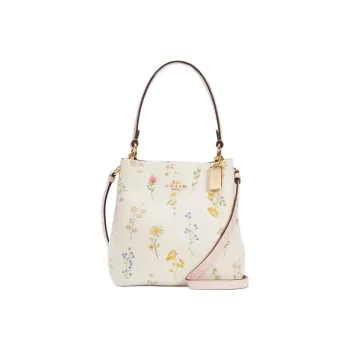 COACH Town PVC Bucket Bags Handbags Shoulder Bag Crossbody Bag Medium Size Women's White & Pink
