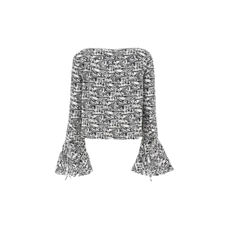 PALM ANGELS Waves Cotton Blouse-1