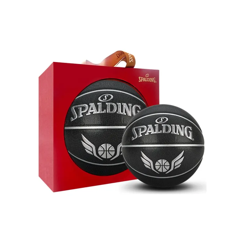 SPALDING PU Basketball Black Silver Size 7 Ball Training Unisex-7