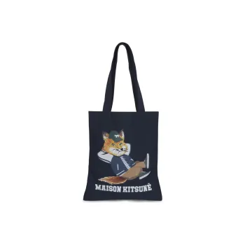 Maison Kitsune Cotton One Shoulder Handbag Unisex Blue
