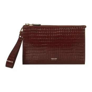 TOM FORD Calfskin Clutch Men's Brown