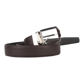 Zzegna Cow Leather Leather Belts Men's Brown Width: 3.5cm