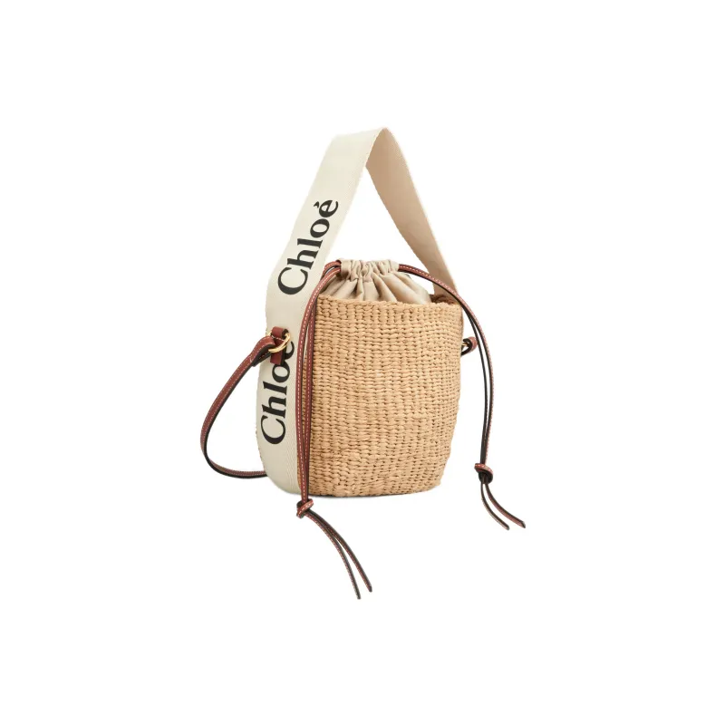 Chloe Woody Leather Shoulder Bag Crossbody Bag Handbag Small Size Women's Natural/White-1