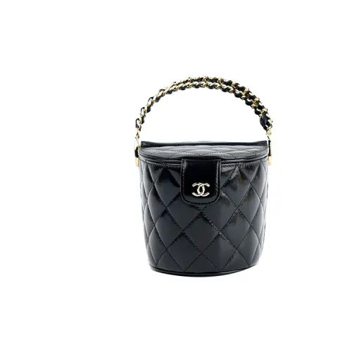 CHANEL Waxed Calfskin Picnic Basket Handbag Regular Women's Black