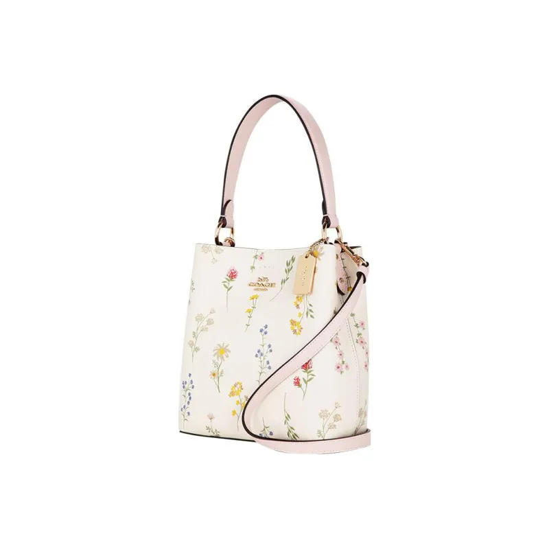 COACH Town PVC Bucket Bags Handbags Shoulder Bag Crossbody Bag Medium Size Women's White & Pink-2