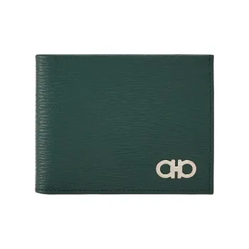 FERRAGAMO GANCINI Calfskin Wallet Men's Green