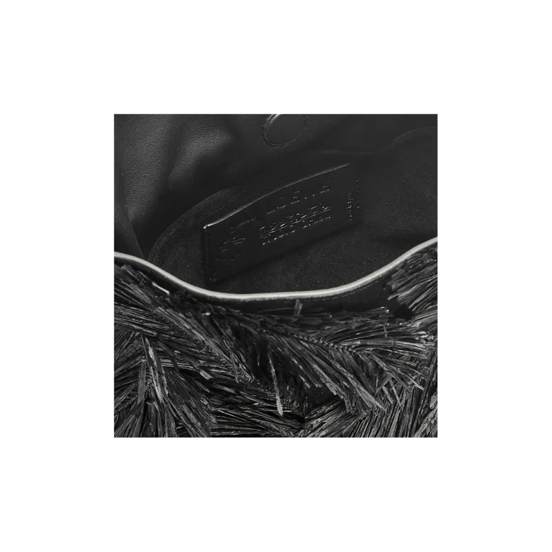 LOEWE Howl's Moving Castle Suede And Raffia One Shoulder Crossbody Clutches Mini Unisex Black-5