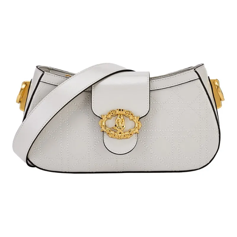 Hush Puppies Cow Leather Crossbody Bag Medium Size Women's Gray/White-6