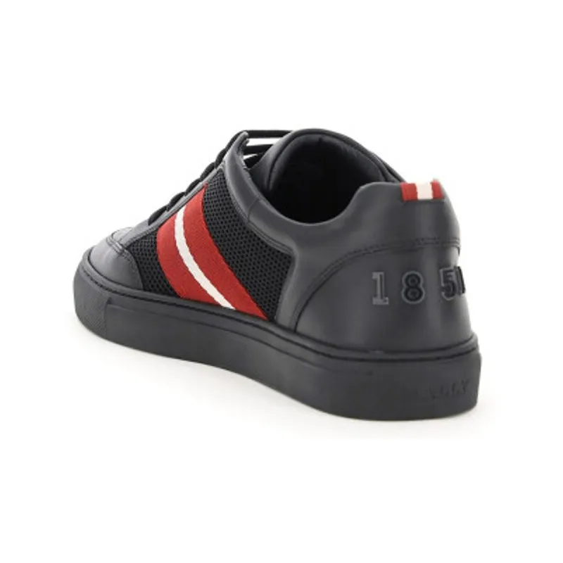 BALLY Low Top Stylish Skateboarding Shoes Men's Black Red-2