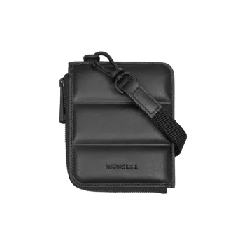 Moncler Leather Lanyard Wallet Small Size Men's Black