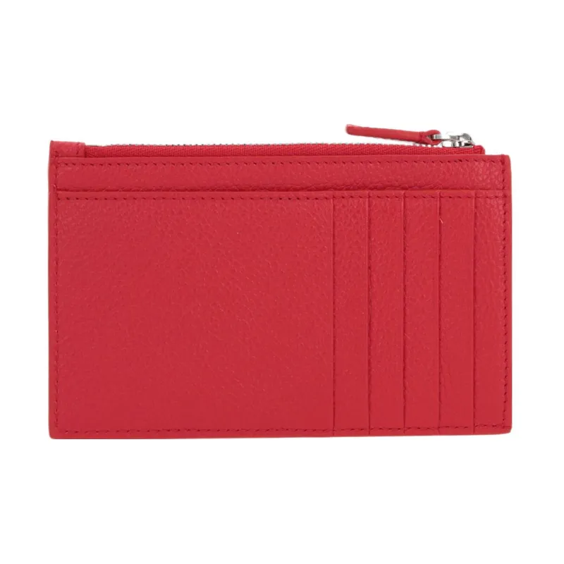 Balenciaga Cash Calfskin Wallet Card Holder Coin Purse Women's Red-2
