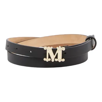MaxMara Fashion Trend Classic Smooth Buckle Belt Women's Black Width: 1.5cm