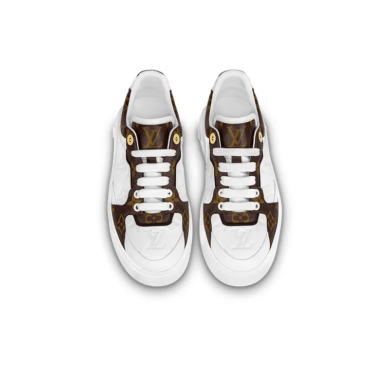 LOUIS VUITTON Time Out Sneakers 'White Monogram With Brown Monogram' Women's-3