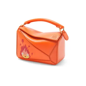 LOEWE Howl's Moving Castle Puzzle Satin Cow Leather Shoulder Bag Crossbody Bag Handbag Mini Women's Orange