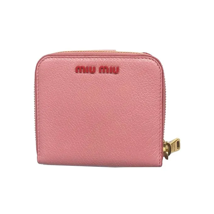 MIU MIU Matelassé Lambskin Wallet Small Size Women's Pink-0