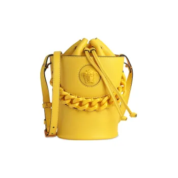 VERSACE La Medusa Calfskin Bucket Bag Handbag Shoulder Bag Crossbody Bag Women's Yellow