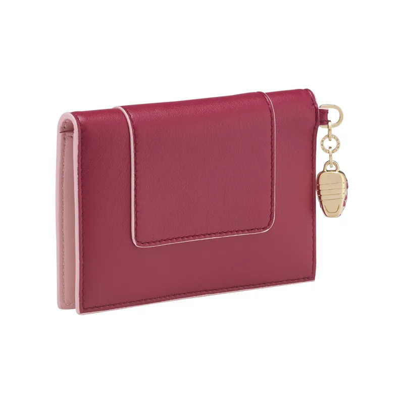 BVLGARI Serpenti Forever Series Calfskin Card Holder Women's Red-1