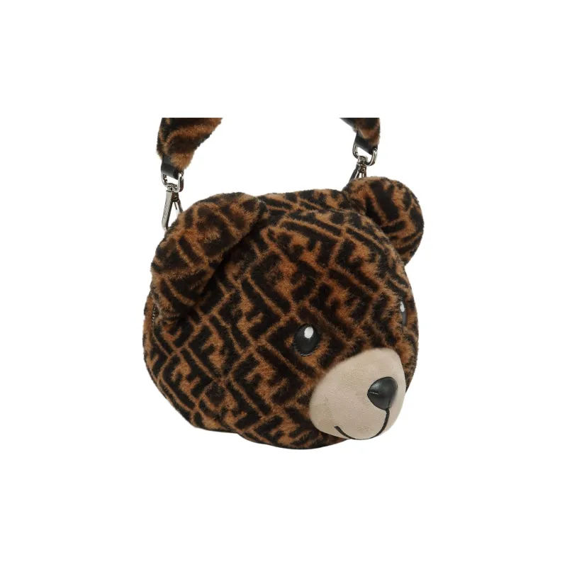 FENDI Sheepskin Shoulder Bag Crossbody Bag Handbag Kids' Brown-4