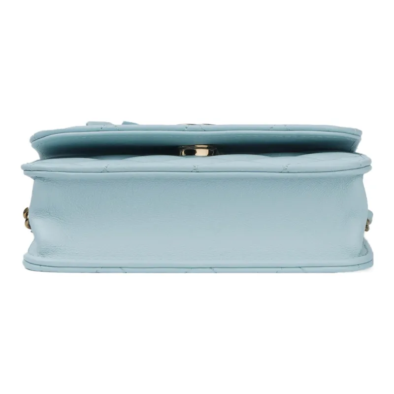 CHANEL Sheepskin Coin Purse, Shoulder Bag, Crossbody Bag Women's Blue Baby Blue-3