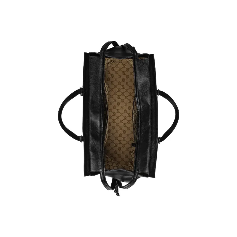 GUCCI Leather Tote Bag Shopping Bag Handbag Large Size Men's Black-5