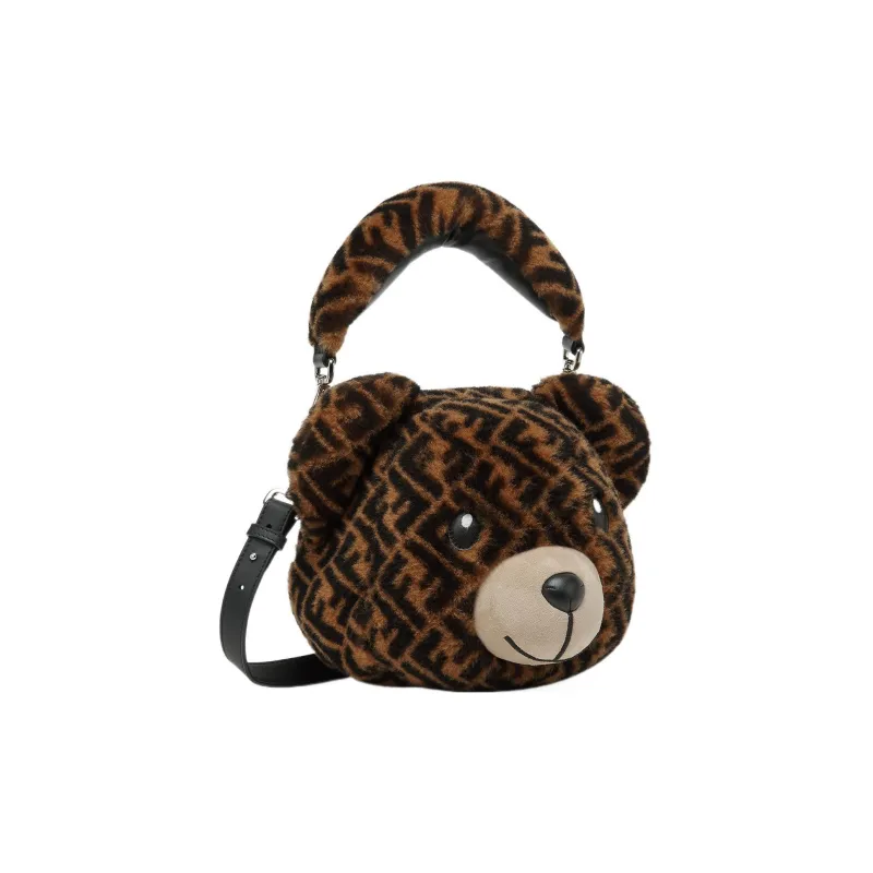 FENDI Sheepskin Shoulder Bag Crossbody Bag Handbag Kids' Brown-1