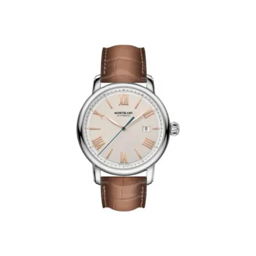 ROLENDO R Automatic Mechanical Movement Cowhide Strap Watch Mens Watches White Dial