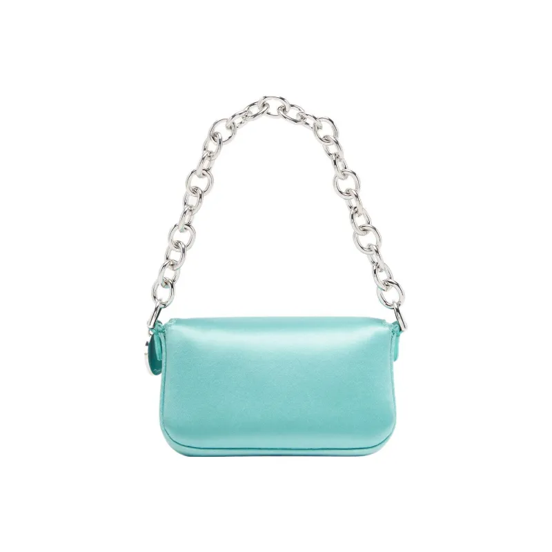 FENDI Tiffany & Co Collaboration Baguette Mulberry Silk Baguette Bag Coin Purse One Shoulder Handbag Mini Women's Blue-2