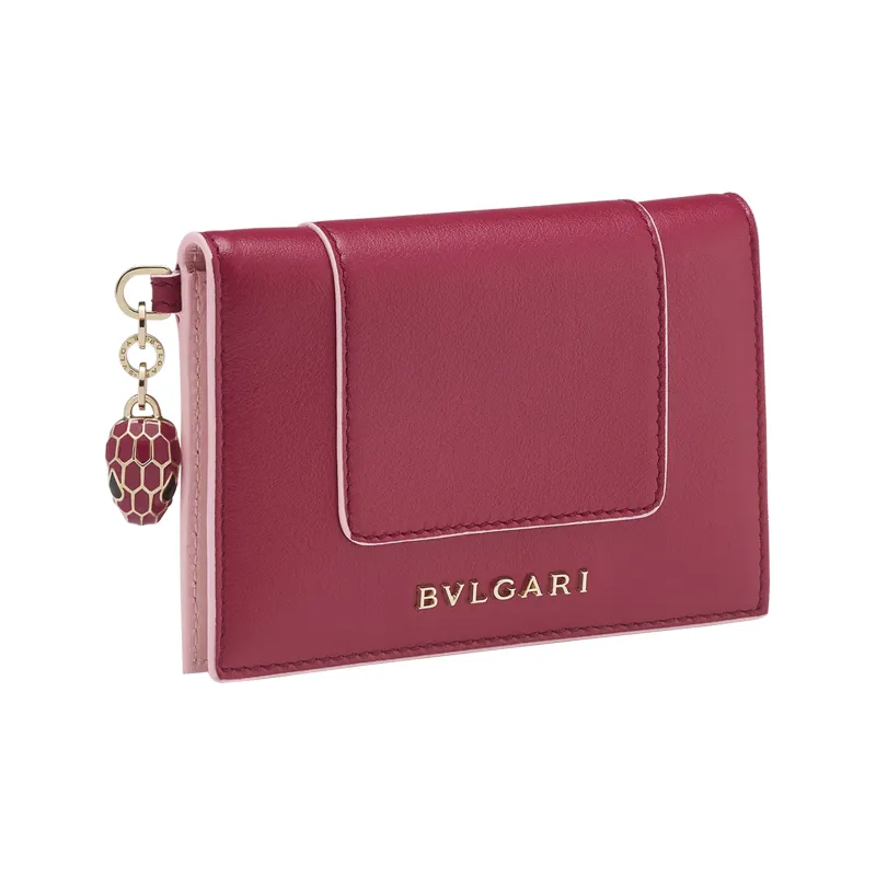 BVLGARI Serpenti Forever Series Calfskin Card Holder Women's Red-0