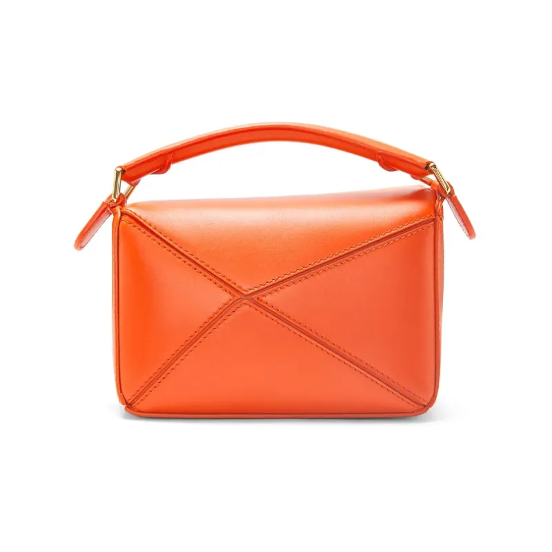 LOEWE Howl's Moving Castle Puzzle Satin Cow Leather Shoulder Bag Crossbody Bag Handbag Mini Women's Orange-3