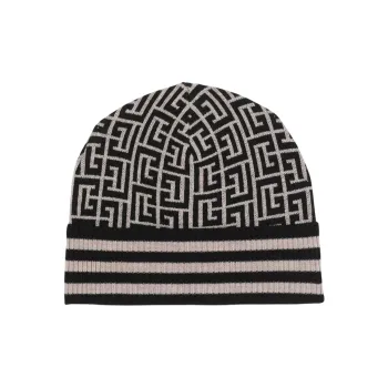 BALMAIN Monogram Embroidered Wool Hat