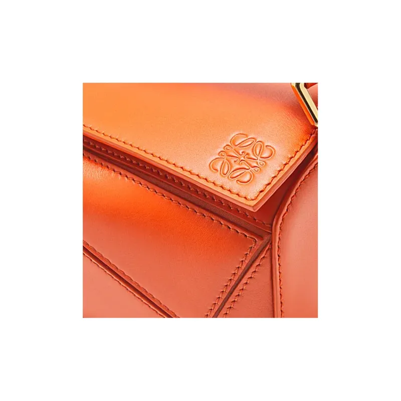 LOEWE Howl's Moving Castle Puzzle Satin Cow Leather Shoulder Bag Crossbody Bag Handbag Mini Women's Orange-6