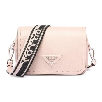 PRADA Leather Crossbody Bag Shoulder Bag Small Size Women's Light Pink