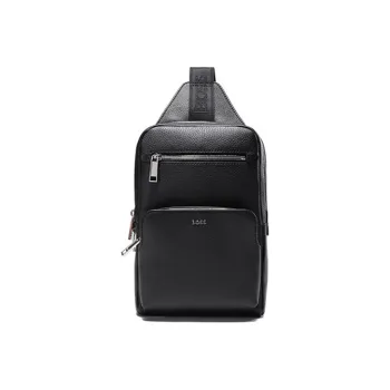 HUGO BOSS Cow Leather Crossbody Bag Shoulder Bag Sling Bag Men's Black