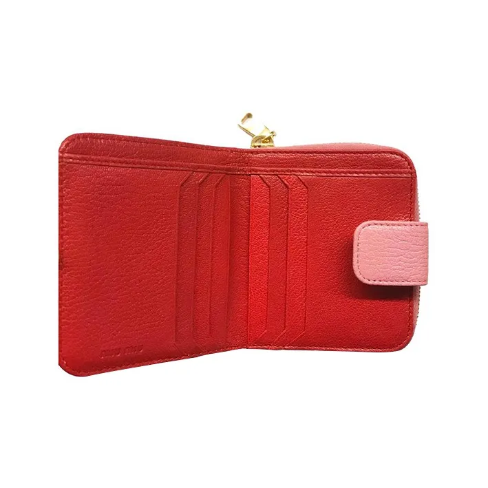 MIU MIU Matelassé Lambskin Wallet Small Size Women's Pink-2