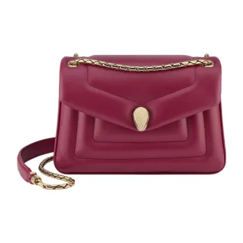 BVLGARI Serpenti Reverse Calfskin Crossbody Bag Shoulder Bag Women's Red