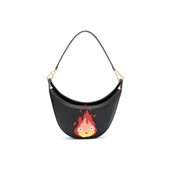 LOEWE Howl's Moving Castle Luna Satin Cow Leather Handbag Shoulder Bag Women's Black