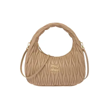 MIU MIU Wander Series Soft Sheep Leather Hobo Bag, Shoulder Bag, Crossbody Bag, Handbag Women's Sand Yellow