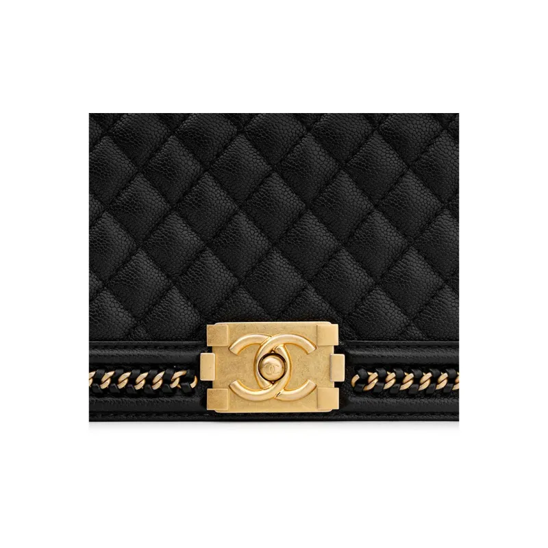 CHANEL Leboy Grain Embossed Litchi Cow Leather Small Square Bag Shoulder Bag, Crossbody Bag Medium Size Women's Black-6