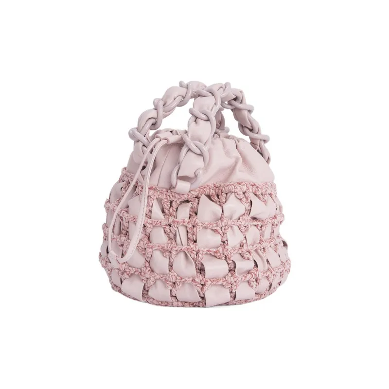 By Far Genuine Leather Bucket Bag Handbag Women's Pink-1