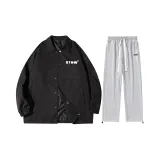 Set (top black + pants hemp gray)
