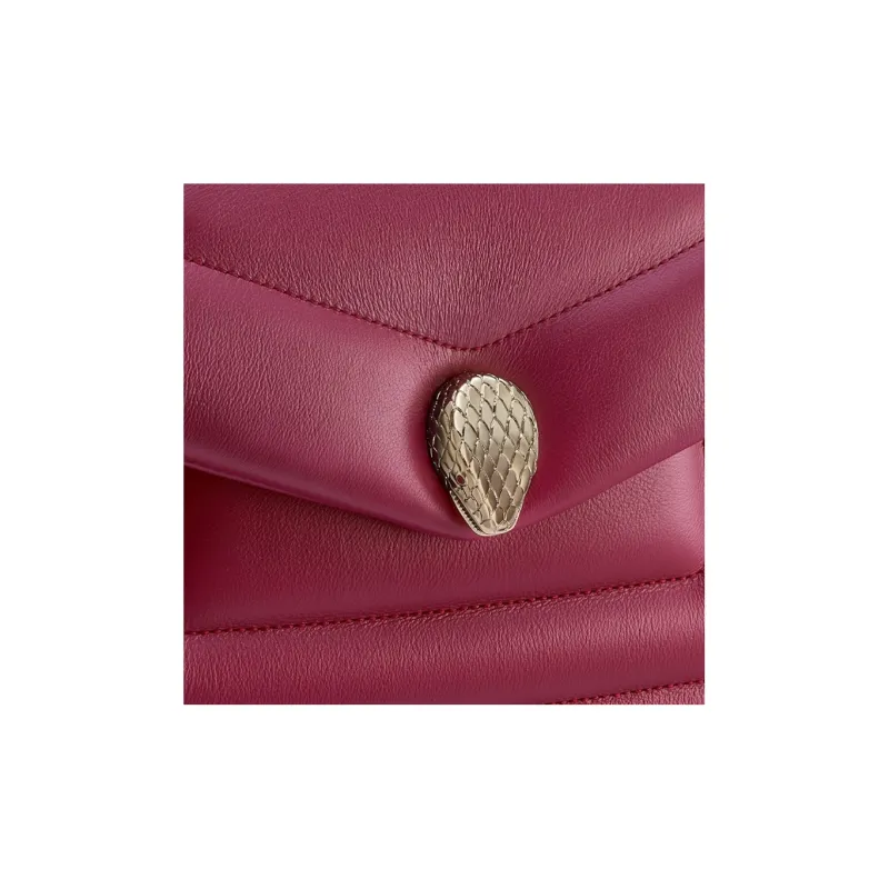 BVLGARI Serpenti Reverse Calfskin Crossbody Bag Shoulder Bag Women's Red-5