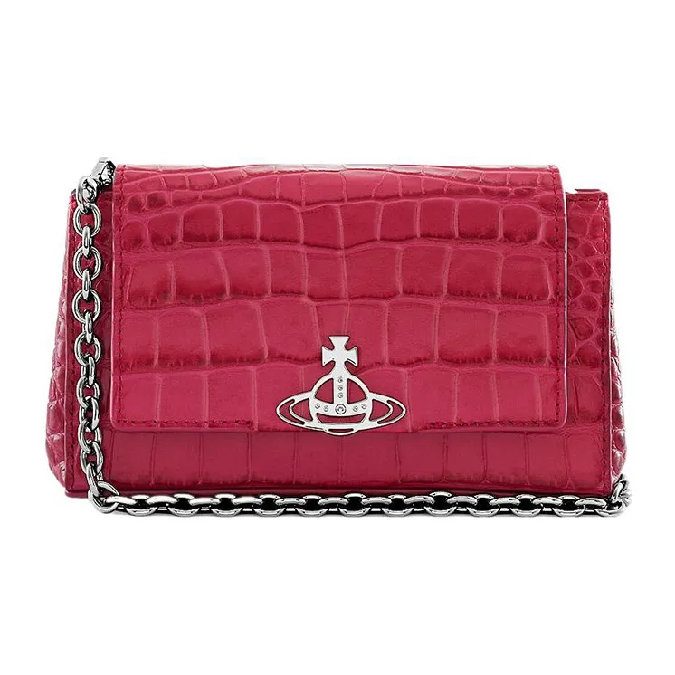 Vivienne Westwood HAZEL Calfskin Shoulder Bag, Baguette Bag, One Shoulder Handbag Trumpets Women's Pink-1