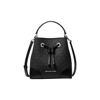 MICHAEL KORS Mercer Coated Canvas With Cotton Bucket Bags Handbags Shoulder Bag Crossbody Bag Small Size Women's Black
