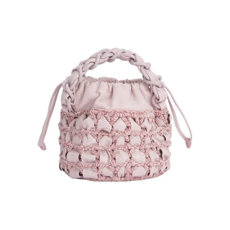 By Far Genuine Leather Bucket Bag Handbag Women's Pink-0