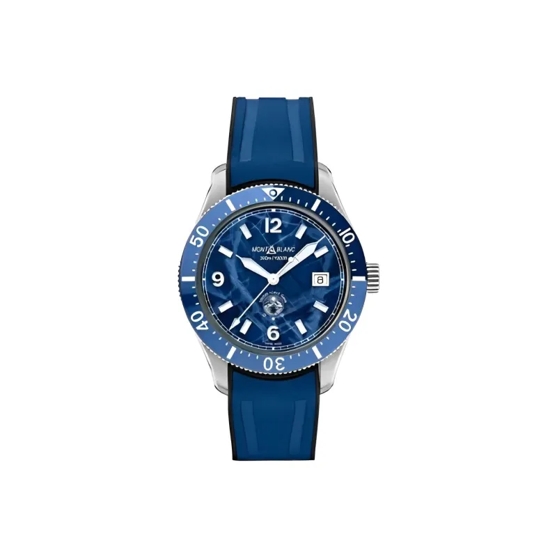 MONTBLANC Automatic Mechanical Movement Men's Watches Watch 41mm Blue Dial Rubber Watch Case Stainless Steel Watchband-0