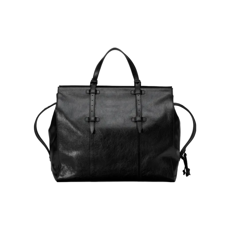 GUCCI Leather Tote Bag Shopping Bag Handbag Large Size Men's Black-2