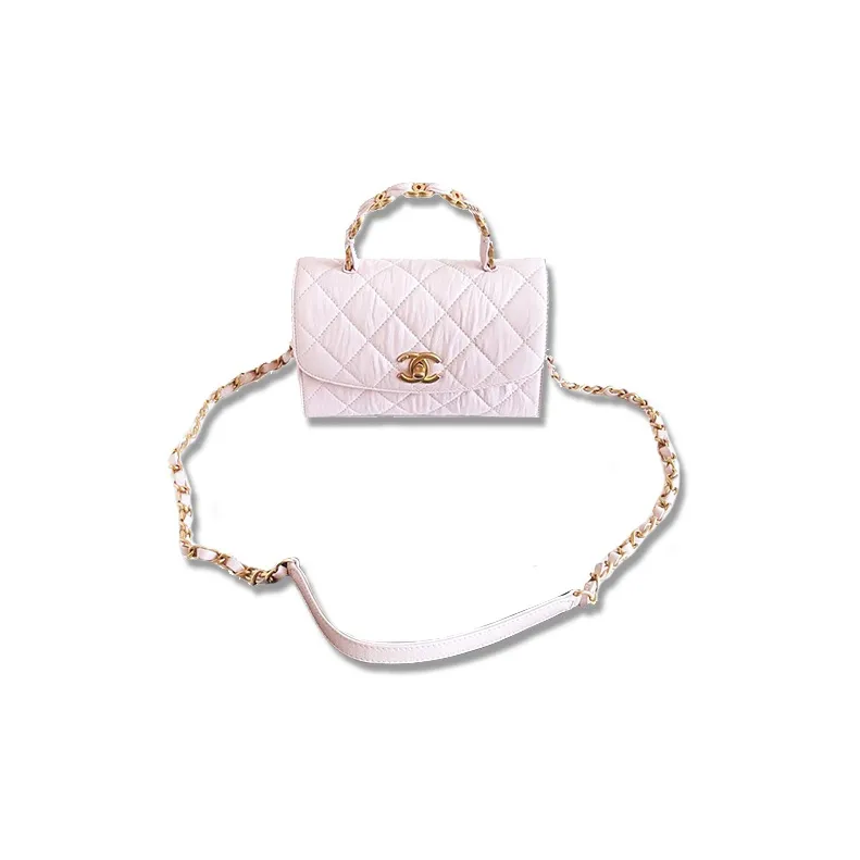 CHANEL Coco Handle Lambskin Shoulder Bag, Crossbody Bag, Handbag Women's Pink-1