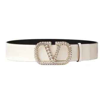 Valentino Trendy Versatile Individual Smooth Buckle Belt Women's White