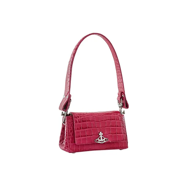 Vivienne Westwood HAZEL Calfskin Shoulder Bag, Baguette Bag, One Shoulder Handbag Trumpets Women's Pink-2