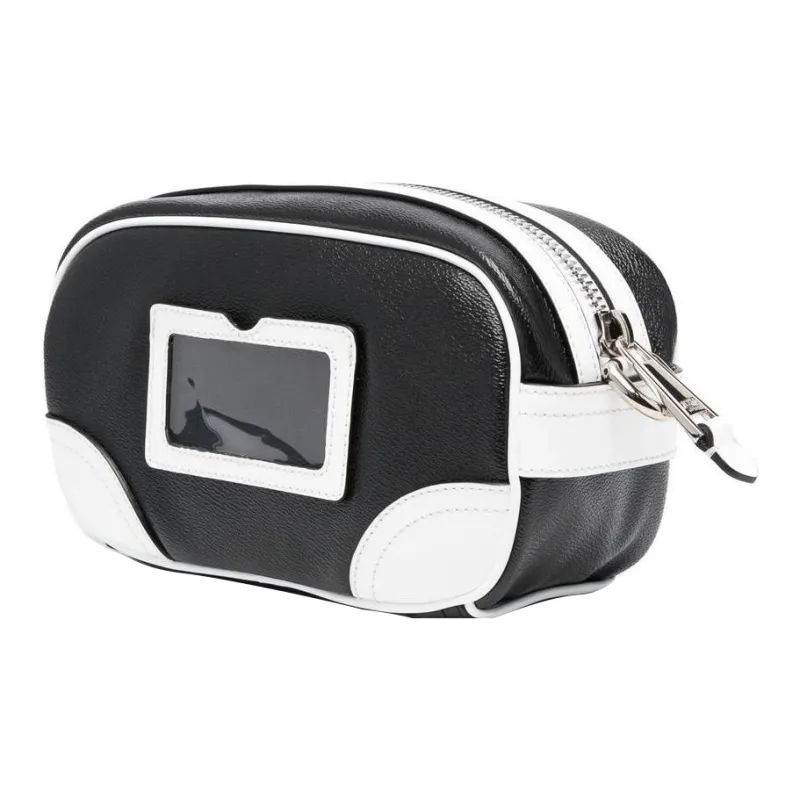 MOSCHINO Calfskin Clutch Men's Black White-1